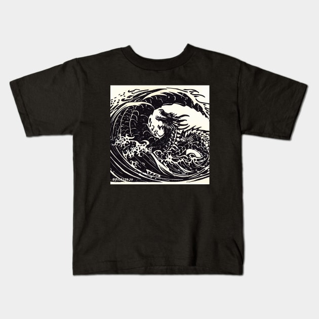 Water Dragon Kids T-Shirt by Pickledjo